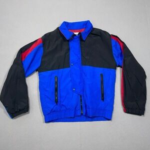 VTG Spalding Jacket Men Size Medium  Full Zip Blue Windbreaker MADE IN USA